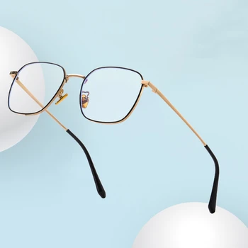 Модные очки в металлической оправе с защитой от синего света Для мужчин и женщин, радиационно стойкие компьютерные плоские очки, могут сочетаться с линзами для близорукости.