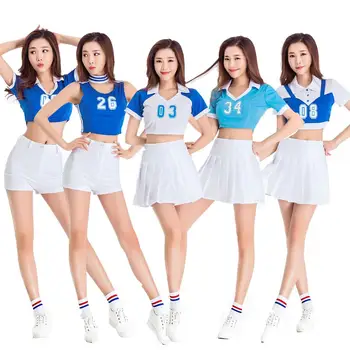 Костюмы корейской женской команды для старшеклассниц по футболу, баскетболу, костюму детской болельщицы, спортивной форме поддержки, топ с юбкой