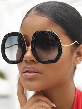 Роскошные Винтажные Солнцезащитные очки Женские Инкрустированные Бриллиантами Негабаритные Очки для Женщин/ Мужчин Очки Женские Нерегулярные Gafas De Sol Mujer UV40