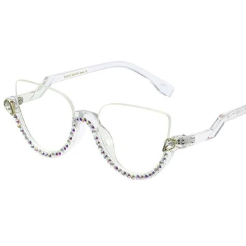 Прозрачная оправа для очков из Горного Хрусталя, женские компьютерные очки с Анти-Синим светом, оптические очки, Винтажные очки в Полурамке