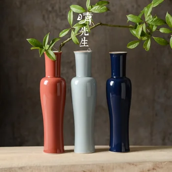 Цветная глазурь, цветочная композиция на плечо, Цзиндэчжэнь, Ручная высокотемпературная керамическая настольная ваза в восточном классическом стиле