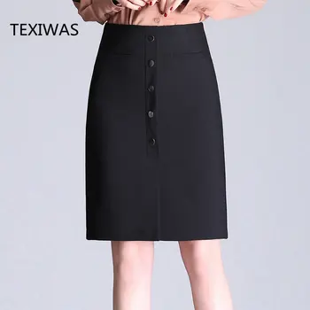 TEXIWAS Street Slim step skirt Сексуальная новая юбка для пригородных поездок на пуговицах для офиса, рабочего места, средней длины, женская юбка до бедер