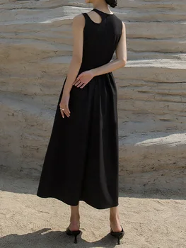 Модное женское платье BFSH с круглым вырезом, тонкое, без рукавов, с высокой талией, однотонные открытые платья, Новинка Лета 2023 г. 
