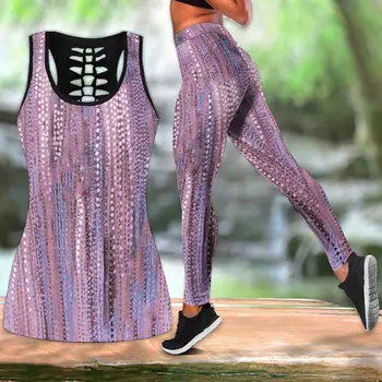 Женская одежда для йоги с 3D-принтом в полоску омбре, облегающие леггинсы для тренировок, облегающие бедра, штаны для йоги, комплект на бретелях, спортивный костюм