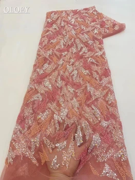 Высококачественная роскошная французская вышивка Тяжелая кружевная ткань для жениха в Африканском Нигерийском стиле с блестками Для свадебного платья