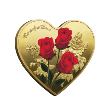 Подарок на День Святого Валентина, 1 шт., памятная монета, памятная монета в виде розы в виде сердца, Рождественский сувенир