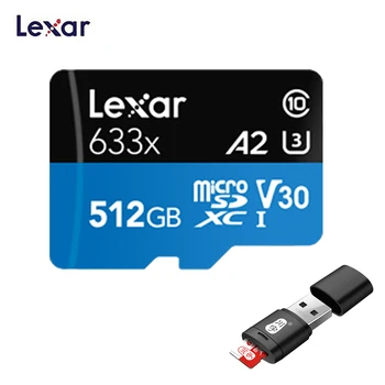 Оригинальные карты Lexar 512GB 128GB 256GB 64GB 32GB Высокопроизводительные 633x microSDHC microSDXC UHS-I Со скоростью чтения до 95 МБ/с, записи 45 МБ/с.