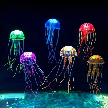 Искусственная Плавающая Светящаяся Медуза Украшение Аквариума Растение Светящийся Водный Пейзаж Орнамент Флуоресцентный Подводный Орнамент