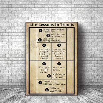 Плакат на холсте с уроками тенниса, Теннисный плакат, Забавный подарок любителю тенниса, Плакат для любителей тенниса