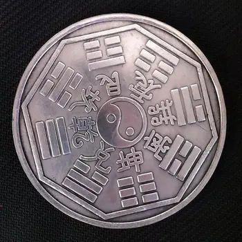 Китайская старинная серебряная долларовая монета FengShui TaiChi, посеребренные монеты для коллекционных подарков