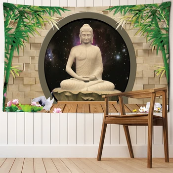 Бамбуковый лес, Индийский Гобелен с Буддой, Висящий на стене, Буддийское Психоделическое Колдовство, Домашний декор в богемном стиле Хиппи
