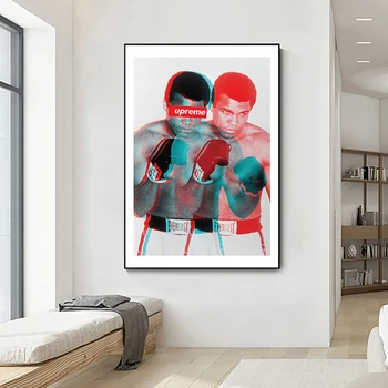 Абстрактный портрет Мухаммеда Али, картина на холсте, знаменитая звезда бокса, Плакат и настенная художественная картина с принтом для комнаты мальчика, Дорогая
