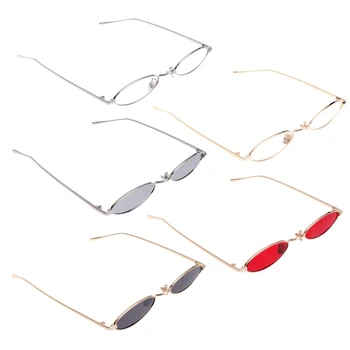2XPC Овальные Солнцезащитные очки Женские в ретро-ультрамалой оправе Полигональные Очки с линзами красного цвета