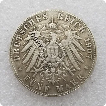 Серебряная монета Германии 1907 года, КОПИЯ памятных монет-копии монет, медали, монеты для коллекционирования