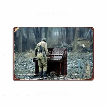 Пианист-солдат Металлические вывески пещерный паб винтажный кинотеатр кухонные таблички металлические плакаты