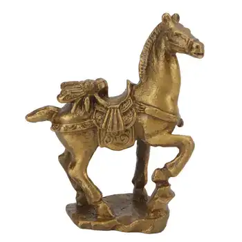 Латунная статуэтка лошади, приносящей удачу, для украшения полки, для подарков на новоселье
