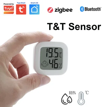 Умный датчик температуры и влажности Tuya Bluetooth Zigbee Комнатный Термометр С Дисплеем работает с Alexa Google