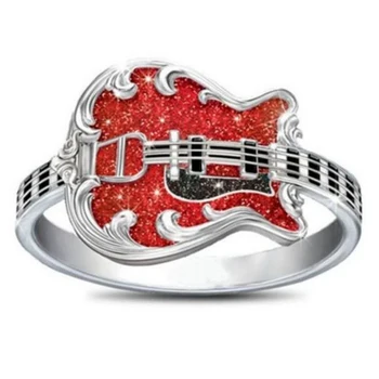 Красное кольцо с орнаментом для гитариста с капающим маслом, Новый стиль для новой индивидуальности, модное мужское и женское кольцо, один предмет одежды