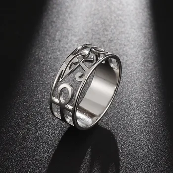 Древнеегипетское кольцо с глазом Гора, кольцо с крестом Анкх из нержавеющей стали, для защиты мужчин и женщин, Счастливый Амулет, ювелирные изделия