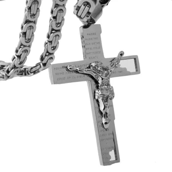 Ожерелье с подвеской в виде Креста Христа из нержавеющей стали, Звено Византийской цепи, Золотые, Серебряные, Черные Ожерелья для мужчин, 6 мм 16-40 дюймов