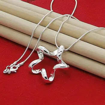Ожерелье с подвеской в виде морской звезды из стерлингового серебра 925 Пробы, Змеиная цепочка для женщин, Модные Свадебные украшения для помолвки Оптом