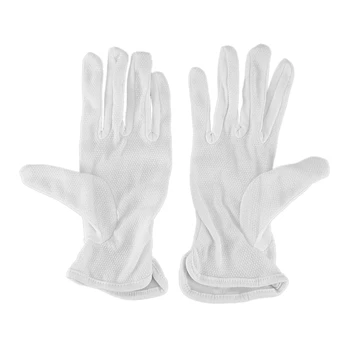 4 пары защитных нескользящих белых хлопчатобумажных рабочих перчаток для вождения