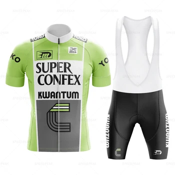 Комплект из джерси для велоспорта в стиле ретро, Классический Велосипедный костюм, мужские шорты-нагрудники с коротким рукавом, Одежда для триатлона Por Team, Майо, одежда