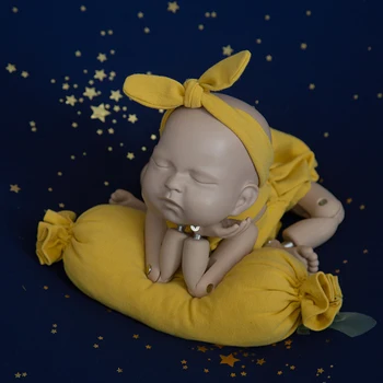 Новый реквизит для фотосъемки новорожденных, студийная съемка, повязка на голову ручной работы для новорожденных + комбинезон + подушка, комплект из 3 предметов