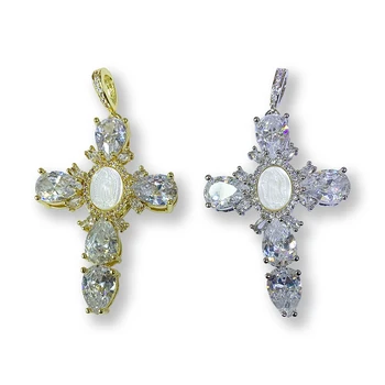 5 шт. подвески в виде креста, ожерелье, хрустальные подвески, крест с украшениями в виде ракушек, ювелирные изделия из хрусталя, аксессуары для ожерелья для женщин 5676