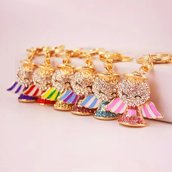 Креативный симпатичный семицветный брелок с ангелом-ангелом в корейском стиле, аксессуары для женской сумки, брелок для ключей, металлическая подвеска, Небольшой подарок