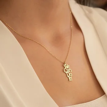 Забавное дизайнерское ожерелье с подвеской в виде алфавита, мы можем это сделать, Модное ожерелье в виде алфавита из нержавеющей стали, женская цепочка на ключицы, индивидуальность
