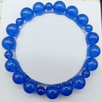 Красивые круглые бусины из голубого нефрита 6/10 мм, эластичный браслет 7,5 дюймов, изысканные ювелирные изделия для женщин
