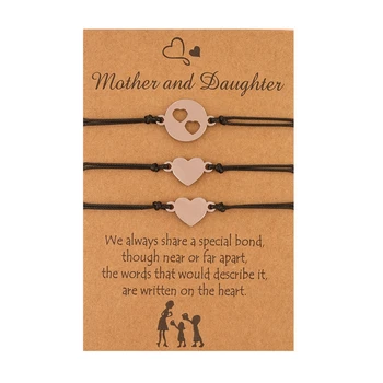3 шт. Подарочные браслеты для мамы и дочки, тканый браслет в форме сердца, подарки