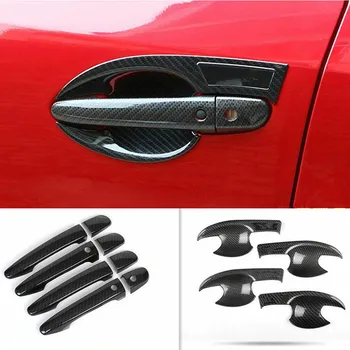 1 Комплект внешней дверной ручки из углеродного волокна, защелка, Наклейка для защиты дверной чаши, автомобильные аксессуары для Mazda CX-5 17-19