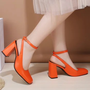 Обувь для женщин сплошной цвет насосы продавать, как горячие пирожки туфли Мэри Джейн женские модные ботинки женские высокий каблук квадратный носок туфли