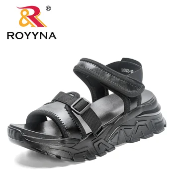 ROYYNA 2023 Новые дизайнерские модные босоножки с открытым носком, женские нескользящие сандалии, женские пляжные тапочки, однотонная обувь с пряжкой