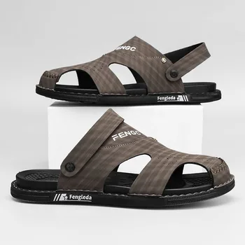 Мужские сандалии Baotou tide, повседневные сандалии для занятий спортом на открытом воздухе, тапочки, новая летняя дышащая мужская пляжная обувь двойного назначения для вождения.