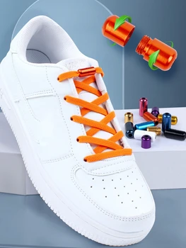 Новые эластичные шнурки для обуви без завязок, Плоские шнурки для детских и взрослых кроссовок, шнурки с быстрым металлическим замком, шнурки для обуви