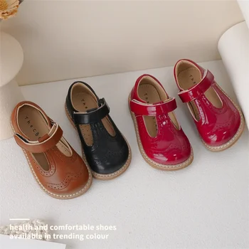 Детская обувь в стиле Brock Academy для девочек, качественная кожаная обувь на мягкой подошве, легкие туфли принцессы, Размер 21-30