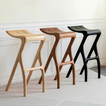 Скандинавский современный барный стул из массива Дерева, креативный обеденный стул, Деревянные шезлонги для отдыха на высоких ножках, мебель для зала WZ