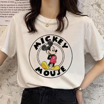 Летняя милая классическая футболка с принтом Микки Мауса, женский топ, футболка с мультяшным рисунком, Забавная футболка Harajuku Disney, Модная футболка Унисекс