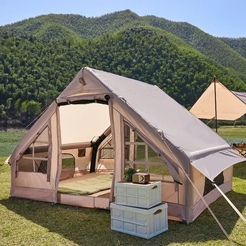 Водонепроницаемая надувная палатка Роскошный Кемпинг Гостиничная палатка на 5-8 человек Больше Портативной кемпинговой палатки с воздушным насосом для семейной вечеринки