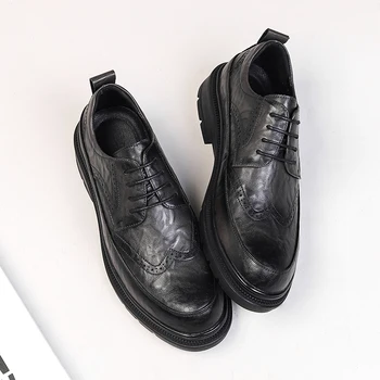 Мужская кожаная обувь в британском стиле, вечерние модельные туфли с низким берцем, мужские деловые дизайнерские туфли Sapatos Masculinos, мужская офисная обувь класса люкс