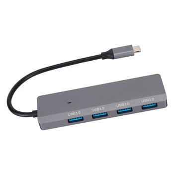 USB C концентратор 4 порта USB3.0 из алюминиевого сплава, легкий, 5 Гбит/с, быстрое рассеивание тепла, USB-разветвитель для ПК-ноутбуков