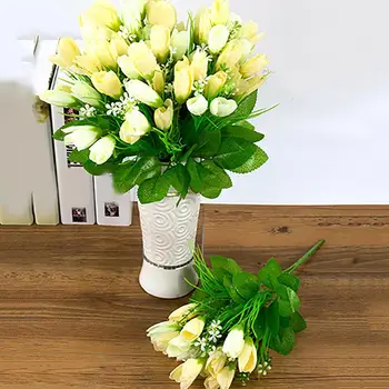 1 Букет Декоративных искусственных цветов Тюльпана, 6 цветов, искусственный цветок, Имитация 15 головок, Букет цветов, Без ухода