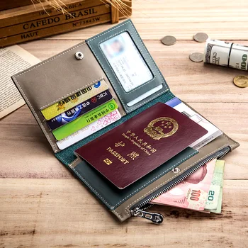 Мужская сумка для паспорта, кожаная женская противоугонная сумка для путешествий за границу, многофункциональный ультратонкий бумажник для билетов на молнии, сумка для документов