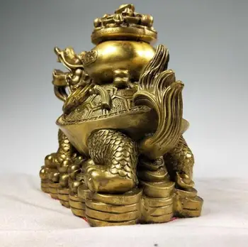 Медная Статуя Китай Дракон Черепаха Черепаха Рог Изобилия Слиток Меди Наличные Деньги Счастливая Бронзовая Статуя