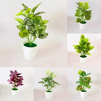 Растение в горшке, искусственное Бонсай, имитирующее зеленое растение, декор рабочего стола для домашнего показа