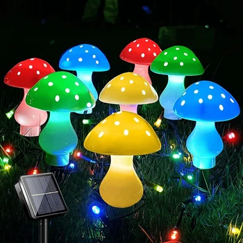 Светодиодные наружные солнечные фонари В форме гриба, светящаяся Струнная лампа для газона, сада, патио, уличного украшения, наружного освещения