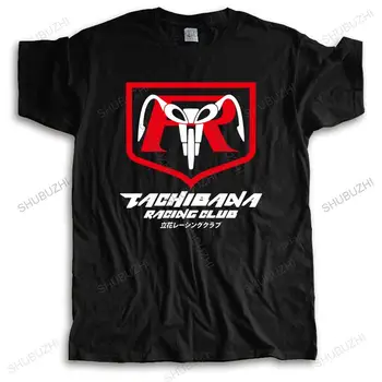 Летняя мужская высококачественная футболка, брендовая одежда Tachibana Racing Club, футболка с забавным принтом для мужчин, уличная одежда, черные футболки